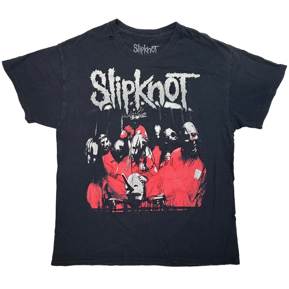 Slipknot Band T Shirt Mens L Black Red Jumpsuits Double Sided Heavy Metal